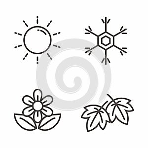 Set of four season icon line. Season vector illustration