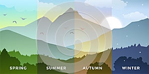 Set of four seasons - spring, summer, autumn, winter