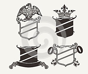 Set Of Four Shield Heraldry Compositions