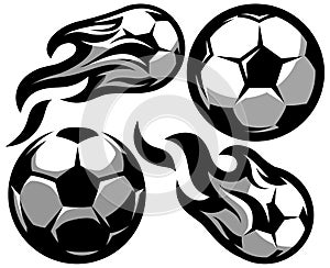 Set of four soccer balls. Vector illustration. Elements or templates for design