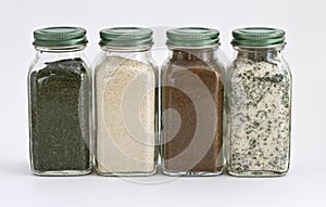 Set of Four Spices in Glass Jars