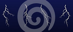 A set of four storm lightning bolts