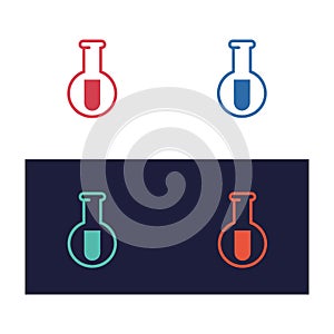 Colorful Science Lab Beakers - Vector Icons