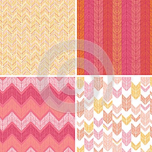 Set of four textile argyle seamless patterns