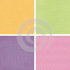 Set of four textile fabric textures seamless