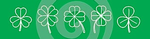 Set of four and three leaf clovers. Clover leaves collection.