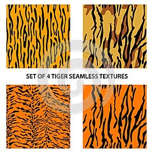 Set of four tiger seamless textures