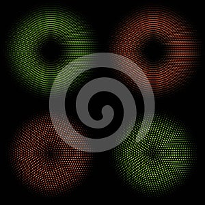 Set of four vector glowing color circles