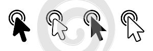 Click cursor icons, computer rounded cursor vector icon set, computer mouse click cursor arrow symbol, pointer cursor arrow icon