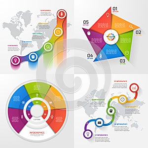 Set of four vector infographic templates 5 options.