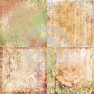 Set of four vintage floral shabby backgrounds photo