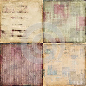 Set of four vintage shabby textured backgrounds