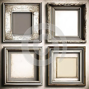 A set of four vintage silver blank frames