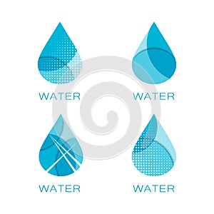 Set of four waterdrop templates