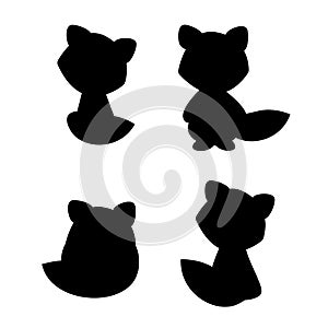 Set of fox silhouette. Vector illustration