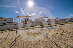 Set of A-frame swings on a kids playground