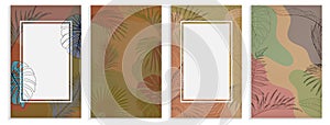 Set of frame with tropical leaf