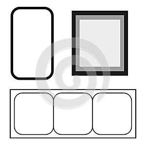 set frames. Simple frames in sketch style. Vector illustration. Stock image.