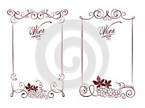 Set of frames -- wine and a grape