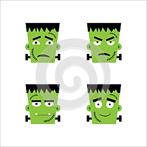 Set of frankenstein facial emotions.  Vector illustration in cartoon style photo