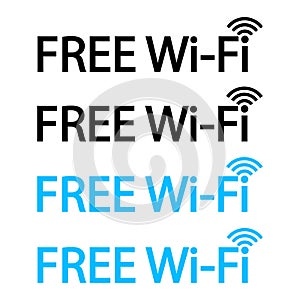 Set of free WiFi icon isolated on white background. Wireless internet connection concept. Network logo.