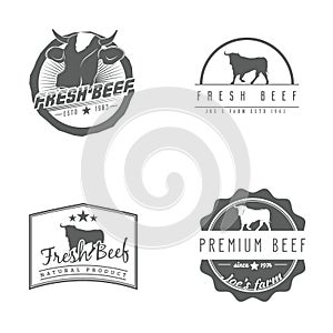 Set of fresh beef labels