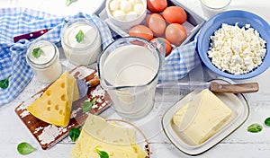 Set of fresh dairy products