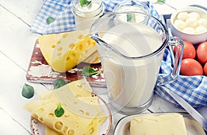 Set of fresh dairy products