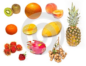 Set of fresh exotic fruits