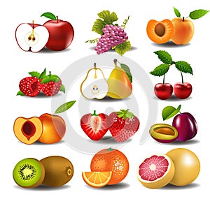Set of fresh fruits