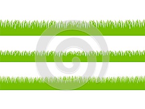 Set of Fresh Green Grass in Three Seamless Versions