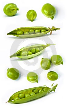 Set of fresh green pea