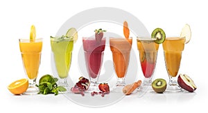 Set of Fresh Juices isolated on white, Clipping path included, Fresh Juices