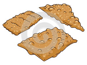 Set with fresh puff pastry in cartoon style, Vector illustration