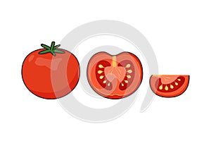 Set of fresh red ripe tomatoes isolated on a white background