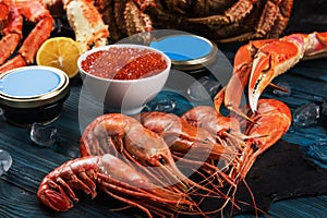 Set of fresh seafood