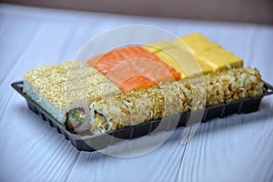 set of fresh and tasty sushi for restaurant menu and site2