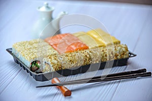 Set of fresh and tasty sushi for restaurant menu3