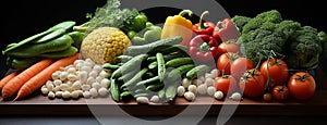 A set of fresh vegetables in a black background