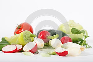 Set of fresh vegetables on a white background