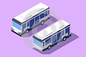 Set front and back view bus for transportation of people.