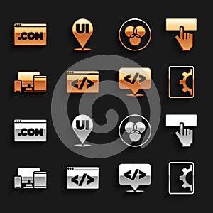 Set Front end development, Keyboard, Web, Monitor, mobile, tablet, RGB and CMYK color mixing, UI UX design and icon