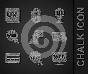 Set Front end development, UI or UX design, Web and graphic, Website statistic, and icon. Vector