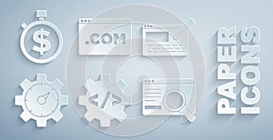 Set Front end development, UI or UX design, Website statistic, and Time money icon. Vector