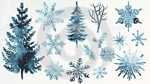 A set of frostinspired graphics and shapes perfect for designing flyers posters or any other winterthemed project.