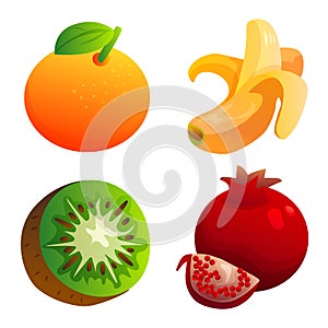 set of fruit cute icon game