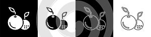 Set Fruit icon isolated on black and white background. Vector