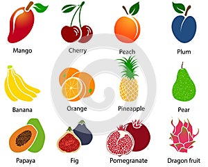 Set of Fruit Icons With Title