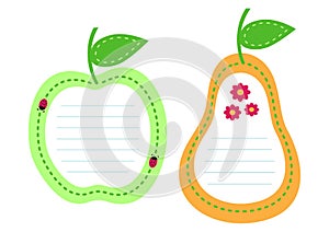 Set of fruit lined paper