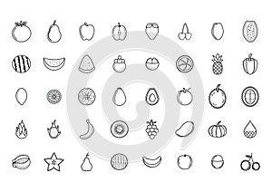 set of fruit and vegetable icons. Vector illustration decorative design